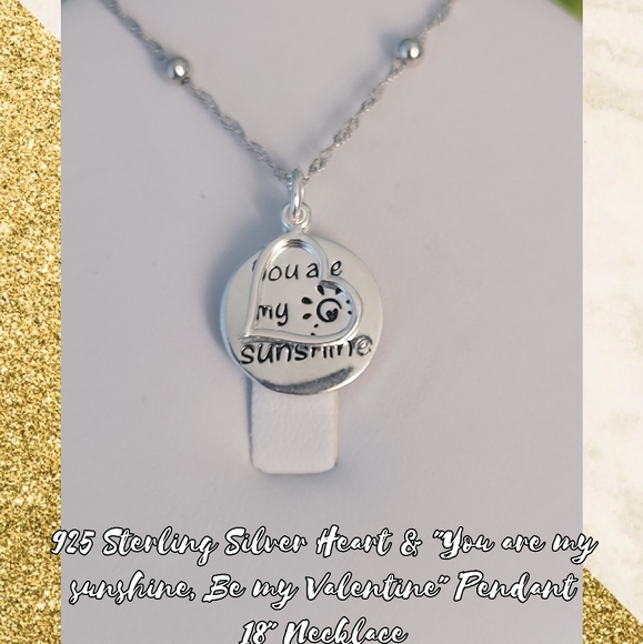 925Sterling Silver Heart &Message Pendant Necklace - Picture 1 of 6